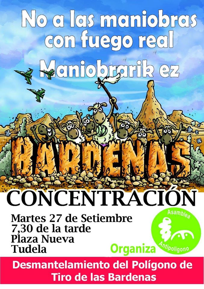 No a las maniobras en Bardenas. Concentración Septiembre 2016.